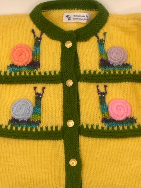 4-5 Y Yellow Acrylic Snail Knit Cardigan