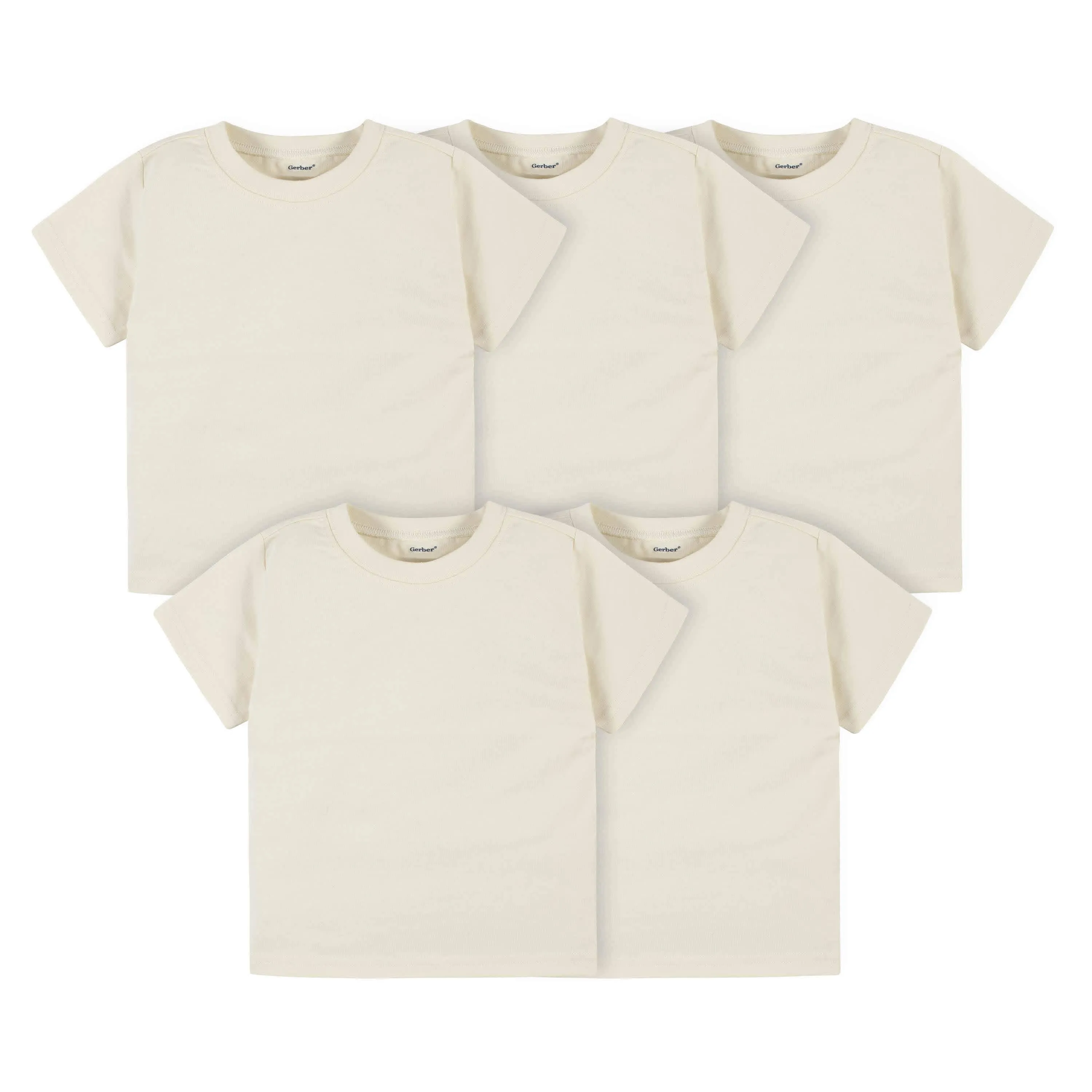 5-Pack Infant & Toddler Natural Premium Short Sleeve Tees