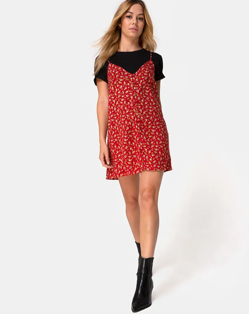 Akina Dress in Falling For You Floral Red