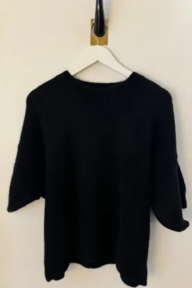 Alpaca Short Sleeve Sweater T Black