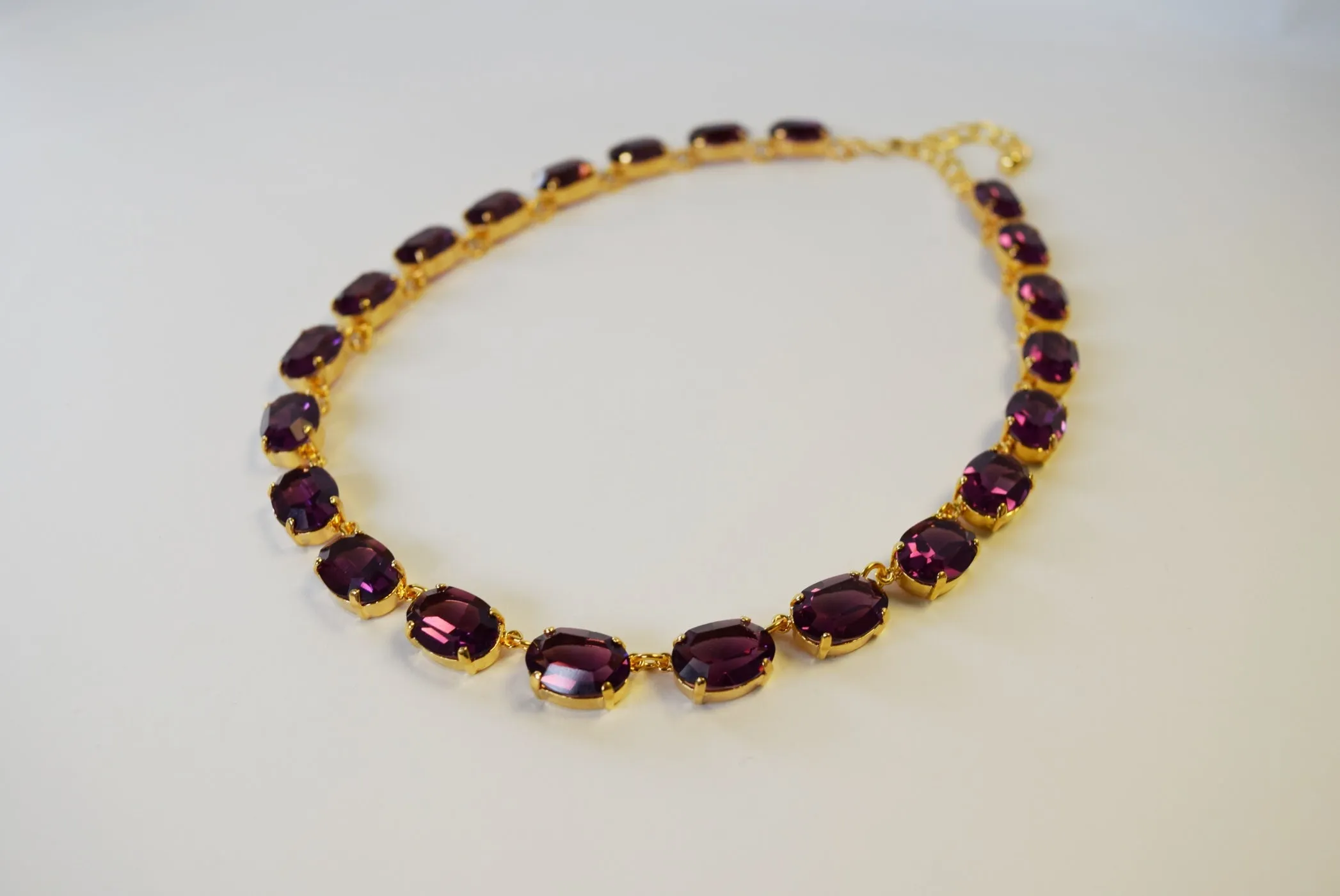 Amethyst Swarovski Crystal Necklace - Medium Oval