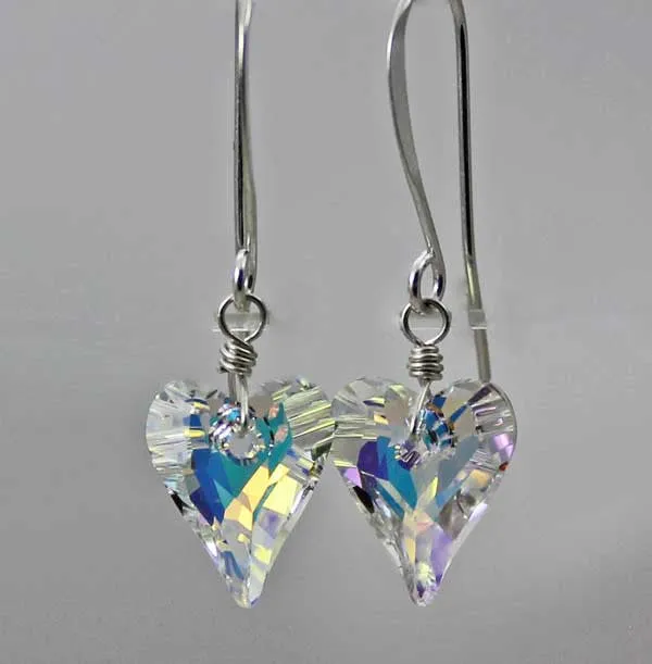 aurora borealis small heart earrings