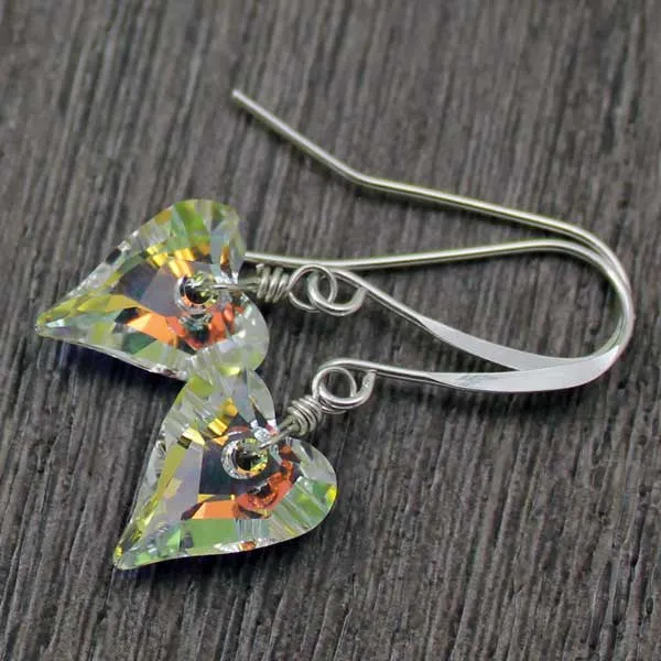 aurora borealis small heart earrings