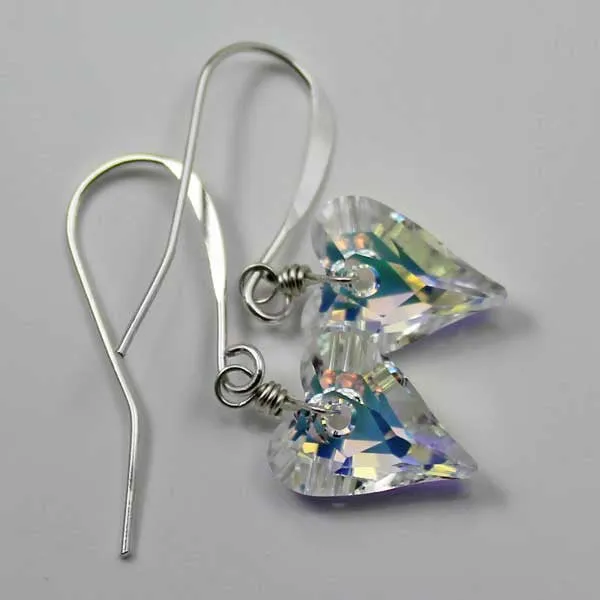 aurora borealis small heart earrings