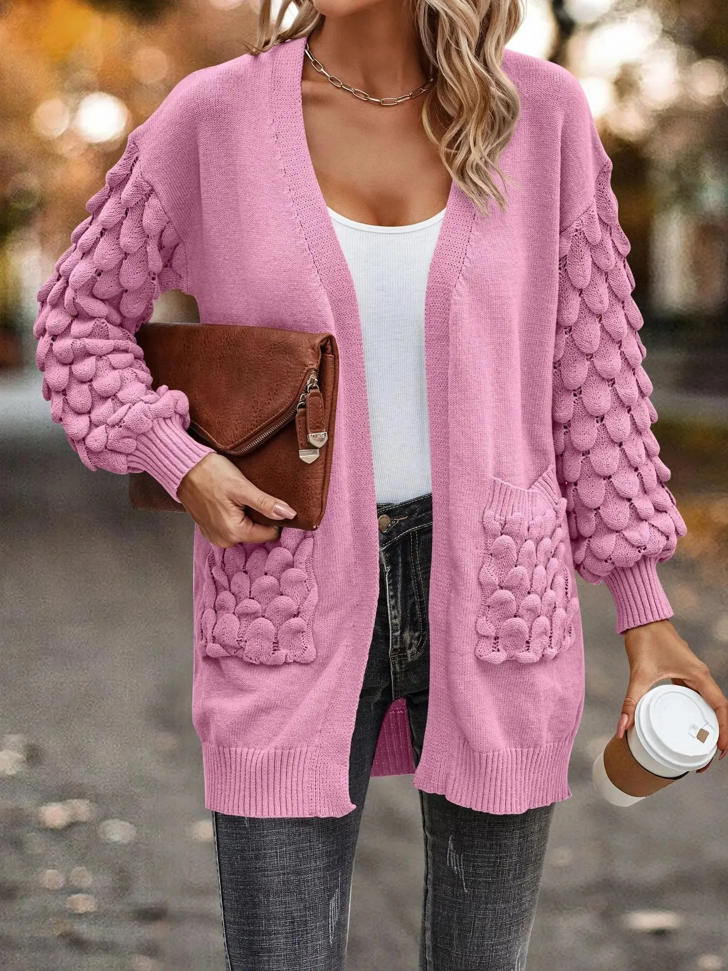 Autumn Pink Neck Weight Light Sleeve Slim Casual New Long V Summer Sweater