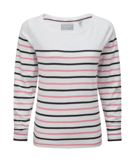 Beauport Top - White/Navy/Flamingo Stripe