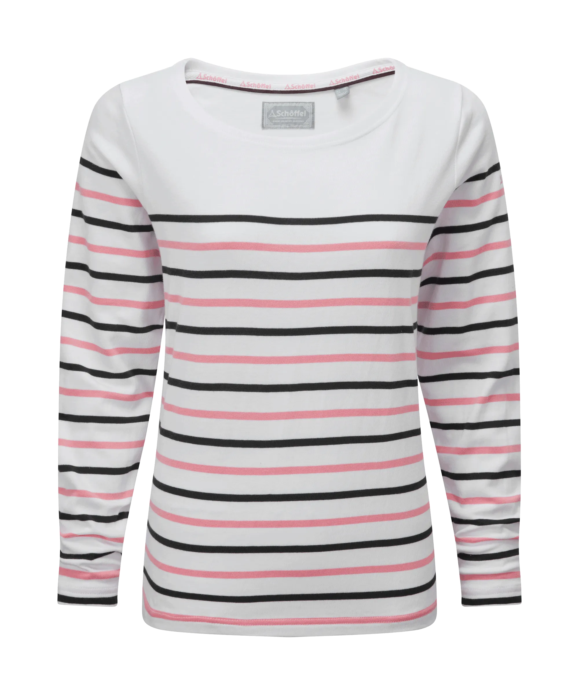 Beauport Top - White/Navy/Flamingo Stripe