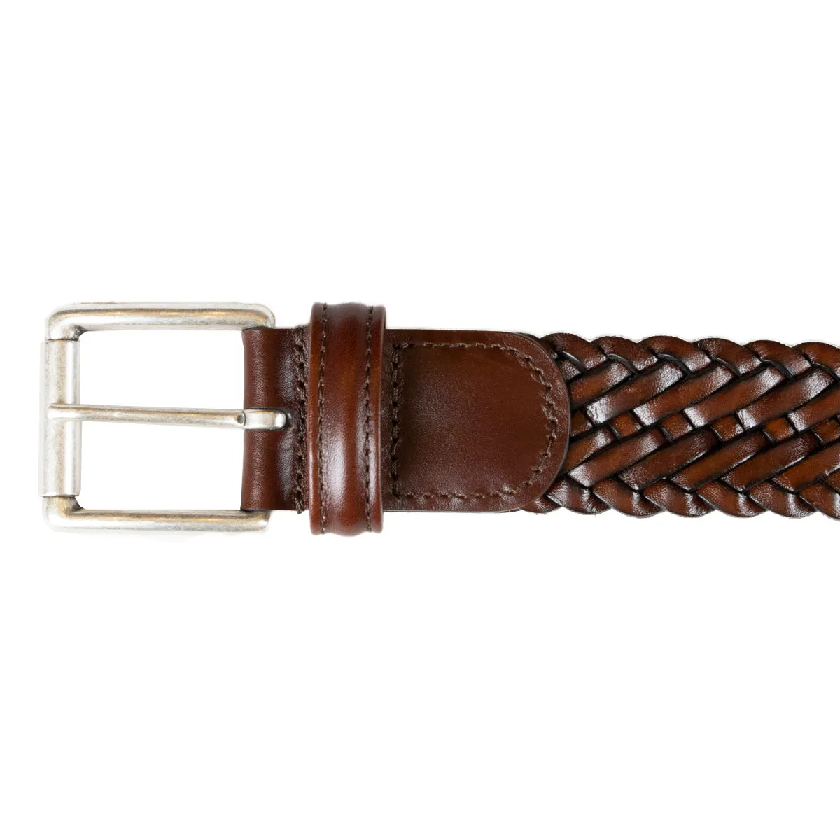 Brown Woven Leather Belt