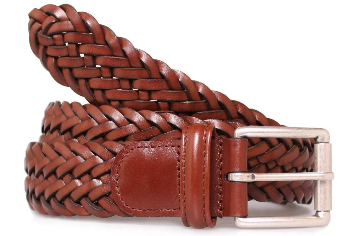 Brown Woven Leather Belt