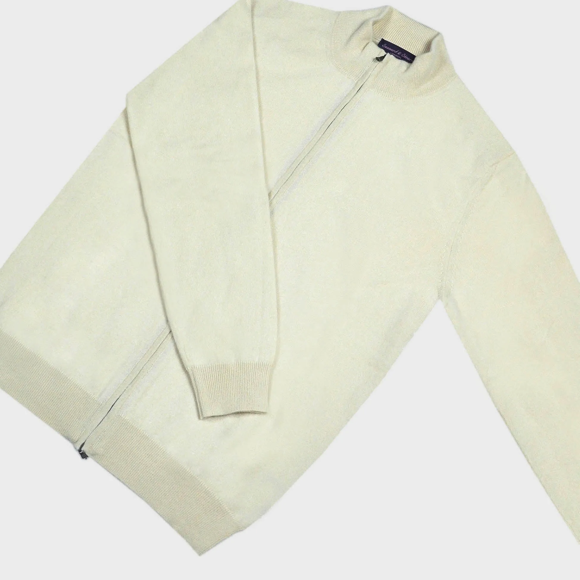 Cashmere Zip Cardigan in Cream