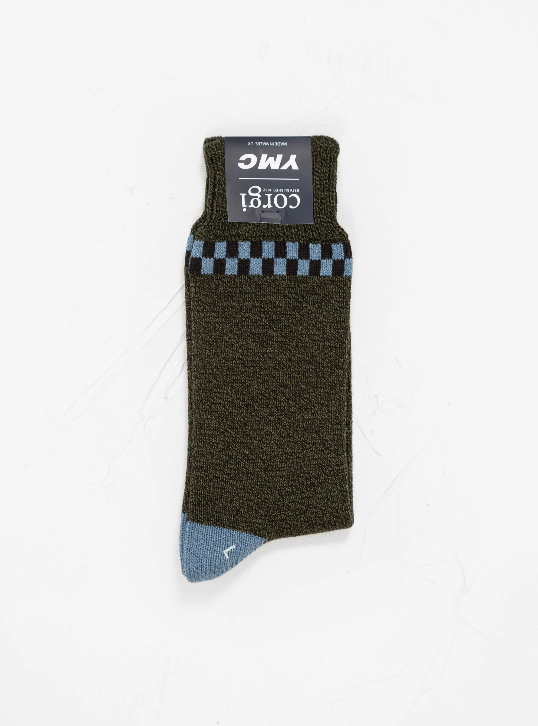 Checker Sock Grey, Navy & Blue