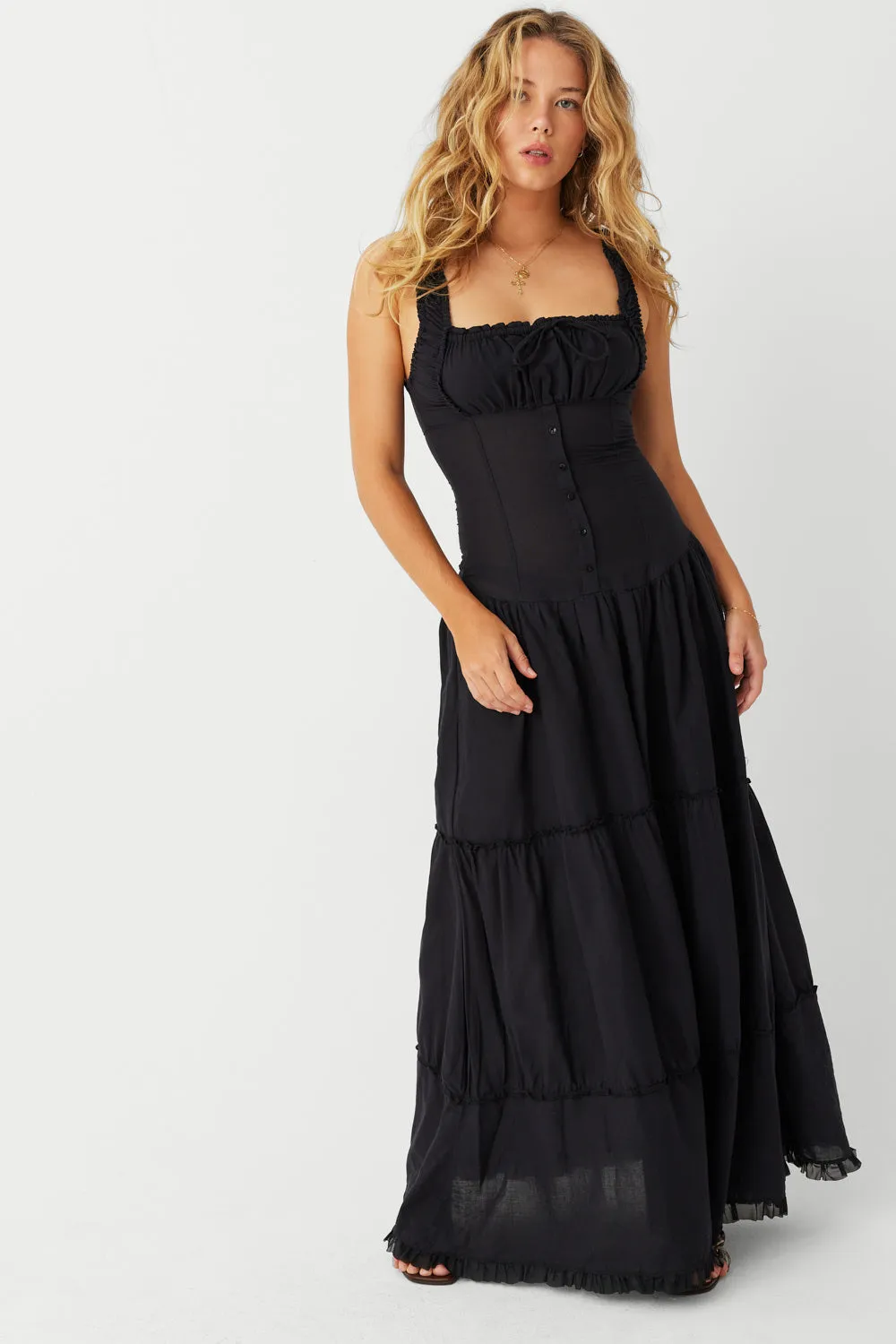 Christabelle Ruffle Maxi Dress - Black