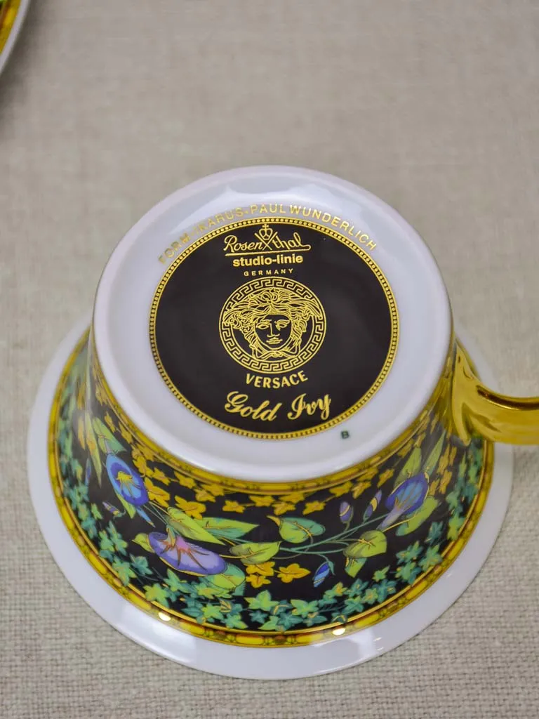 Collection of 5 cups, saucers and dessert plates - vintage Versace