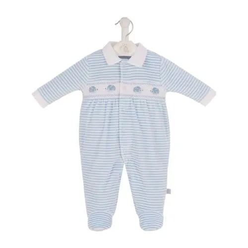 Dandelion Little Hedgehog Smocked Velour Sleepsuit