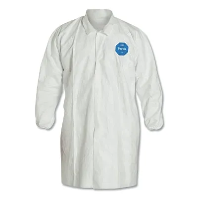 DuPont TY211SWHXL003000 TYVEK LAB COAT SNAP FRONT- ELASTIC WRISTS