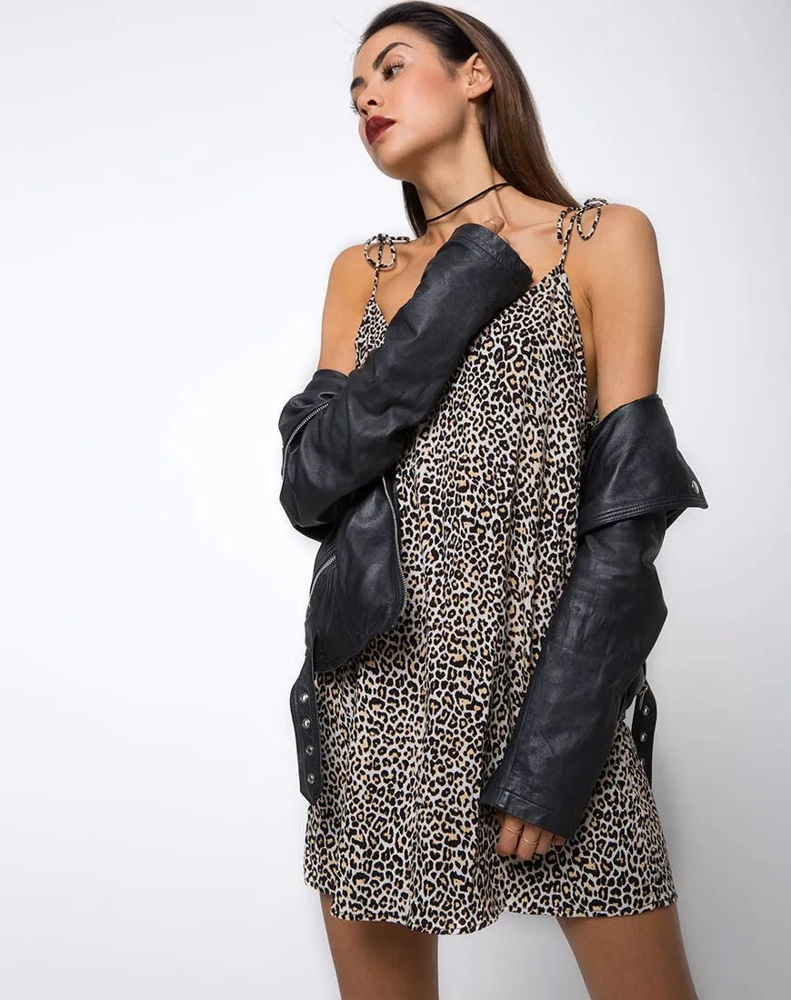 Elgia Slip Dress in Rar Leopard Brown