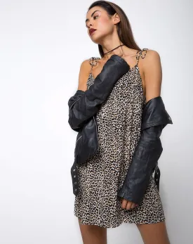 Elgia Slip Dress in Rar Leopard Brown