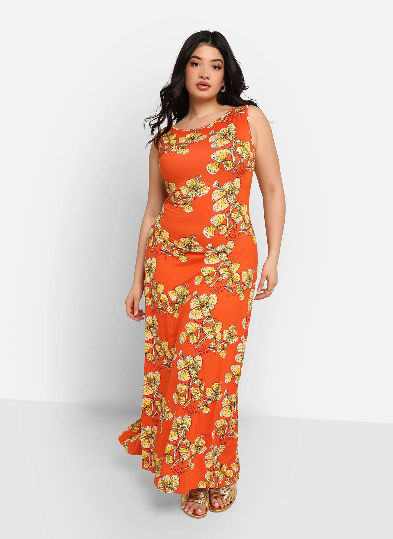 Emma Floral Cap Sleeve Maxi Slip Dress