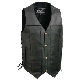 Event Leather EL5391 Black Motorcycle Leather Vest for Men w/ 10