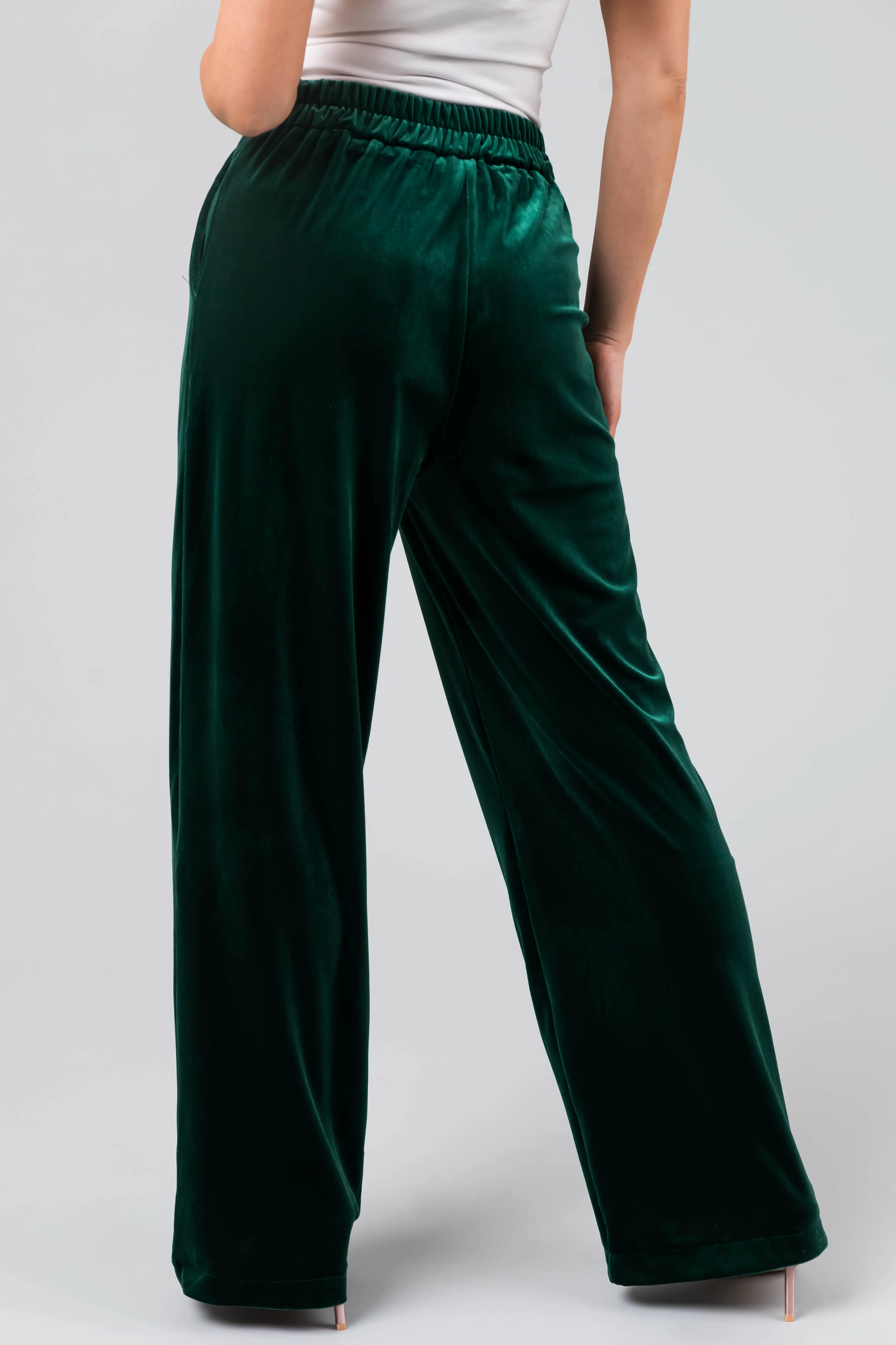 Forest Velvet High Waisted Wide Leg Pants