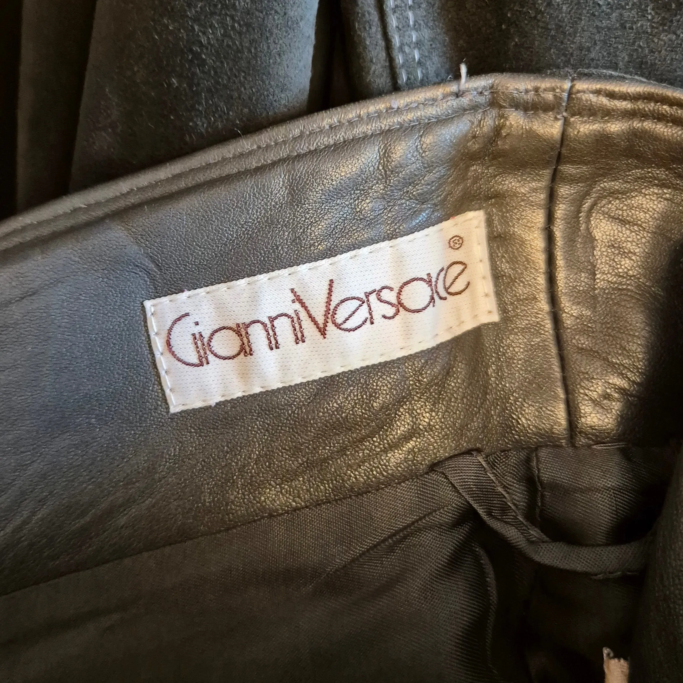 Gianni Versace | Gonna nera camoscio e pelle