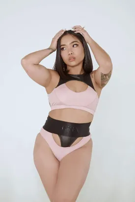 I Slay Sports Bra - Pink/Black