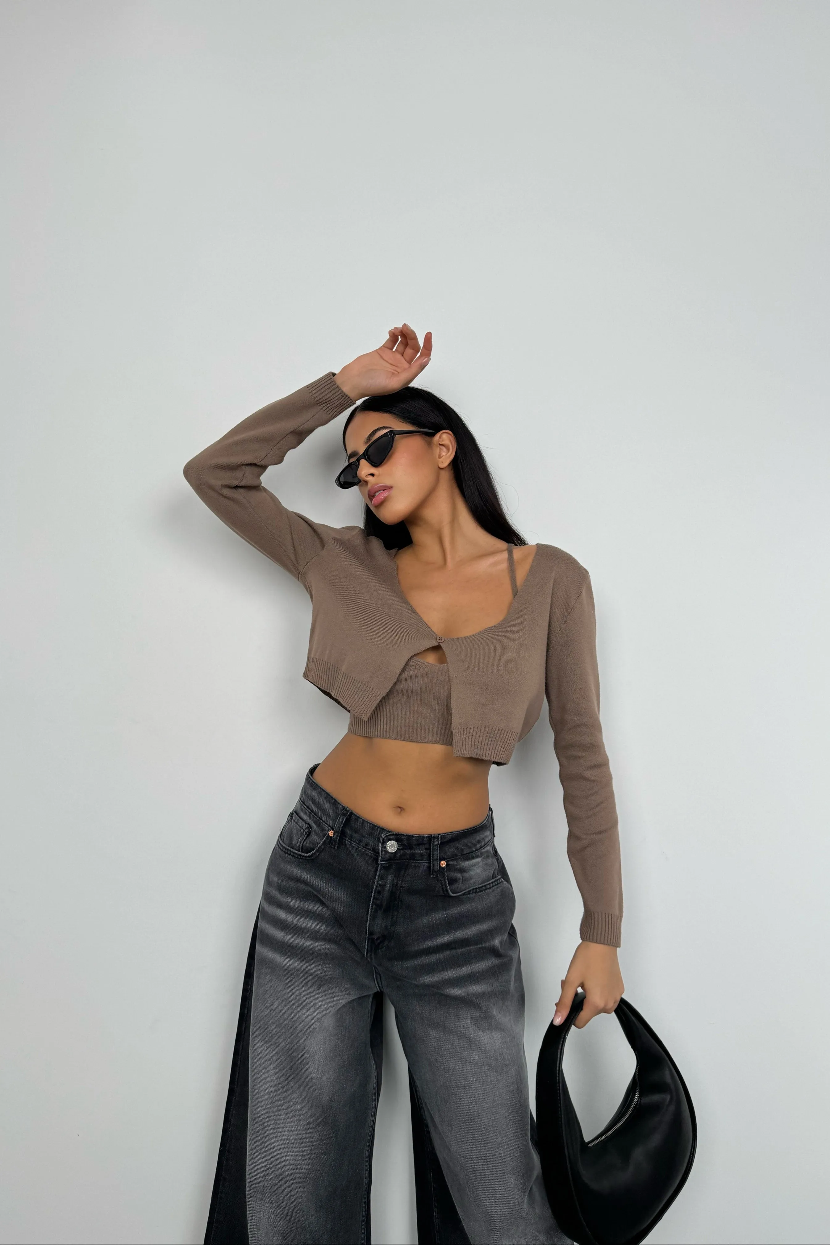 Knitwear Set Crop Top And Cardigan