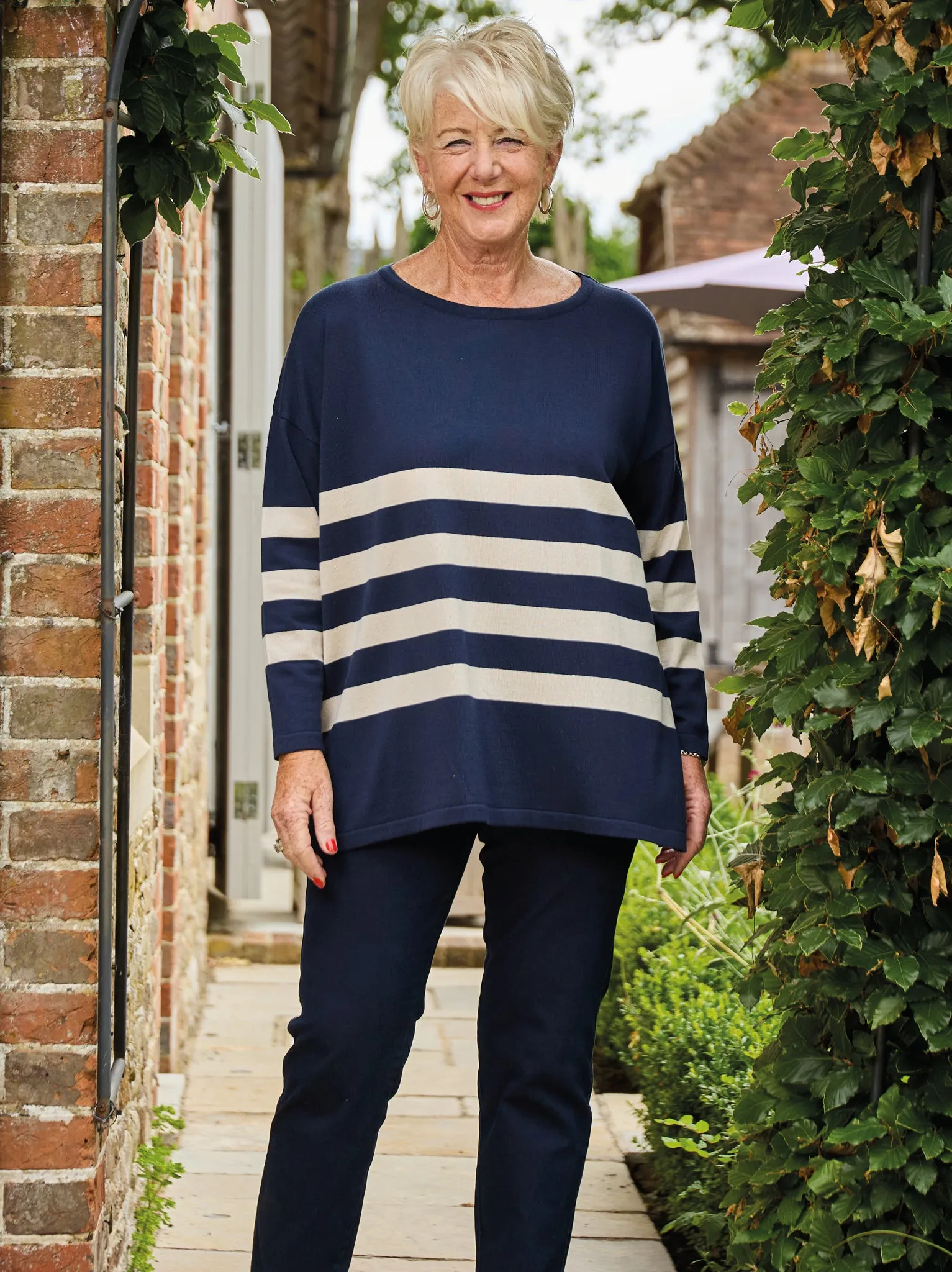 Marcella Knitted Jumper - Navy/Almond