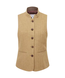 Millport Tweed Nehru Waistcoat - Oak Herringbone Tweed