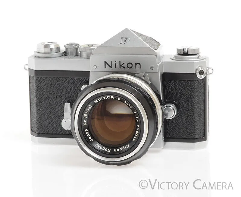 Nikon F with Nikkor-S 50mm f1.4 Lens and Eye Level Finder -Clean, New Seals-