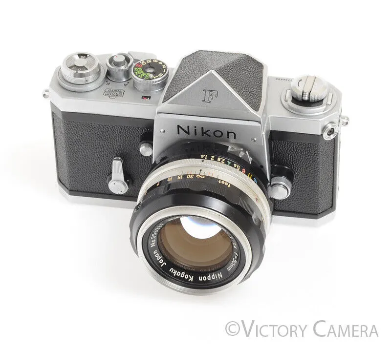 Nikon F with Nikkor-S 50mm f1.4 Lens and Eye Level Finder -Clean, New Seals-