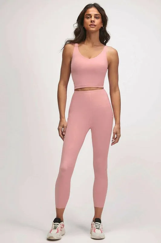 Peachskin Cropped Tank Top With Removable Pads