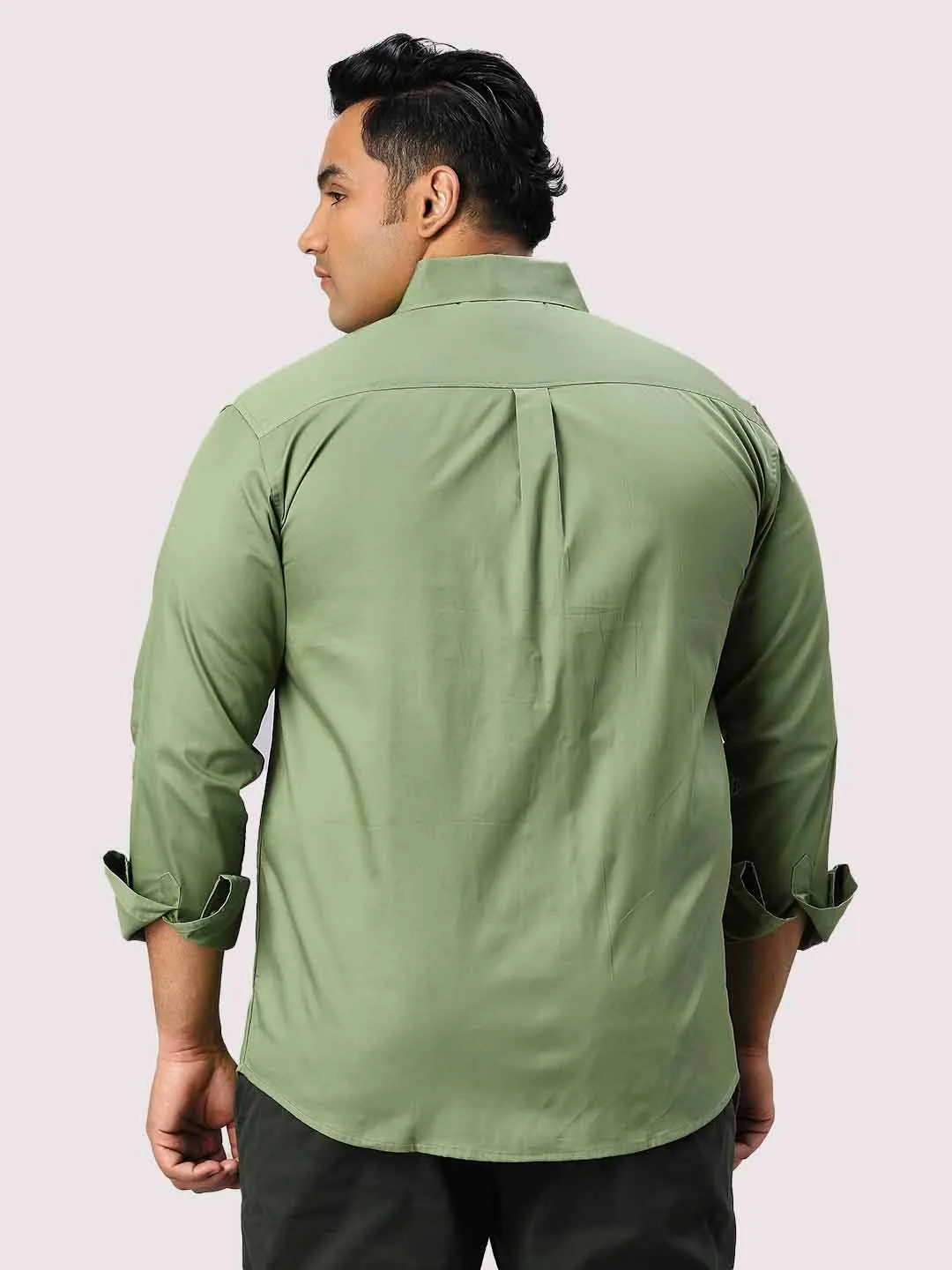 Pista Green Pure Cotton Shirt Men's Plus Size