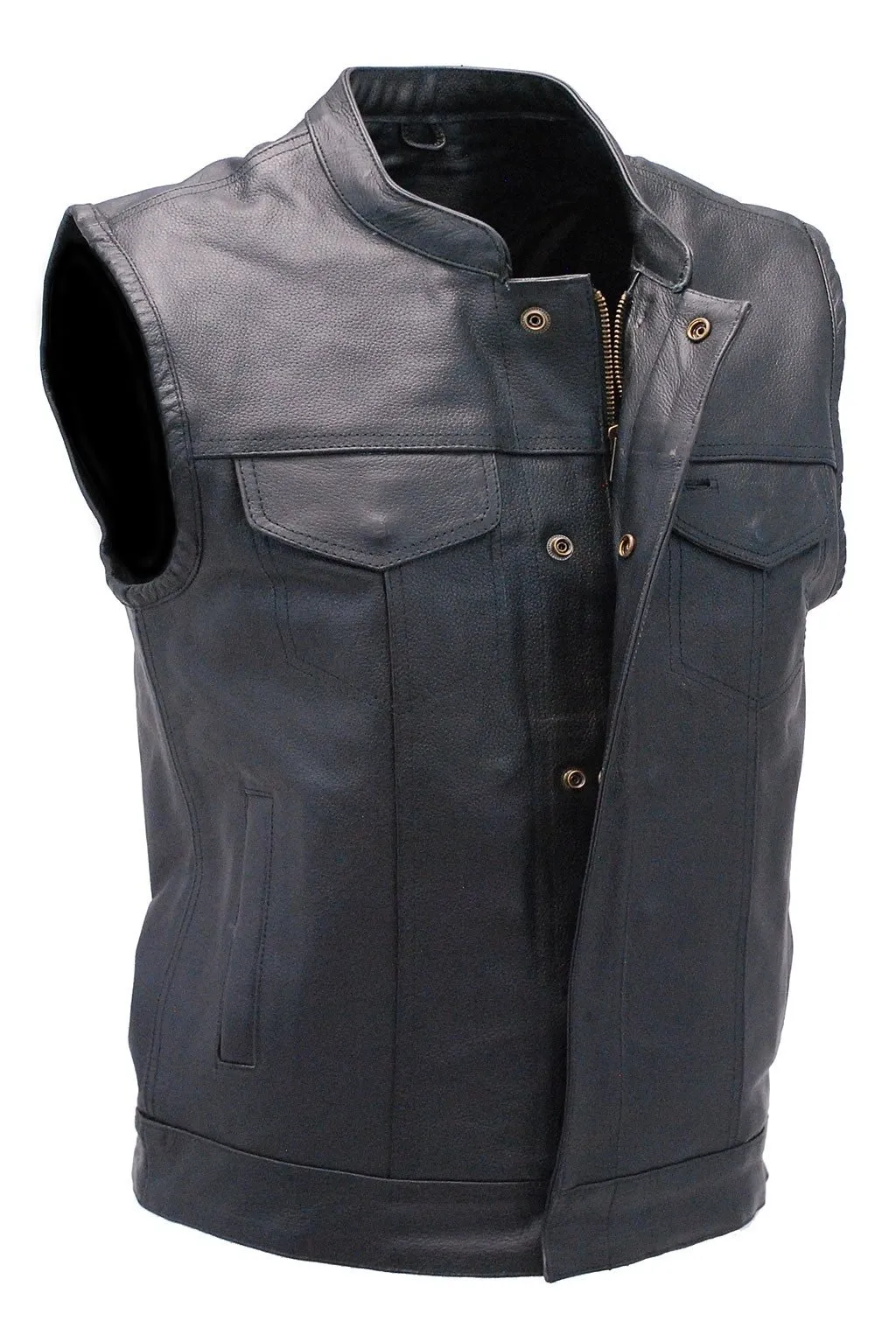 Premium Buffalo Leather Snap & Zip Concealed Pockets Vest #VM6655GK