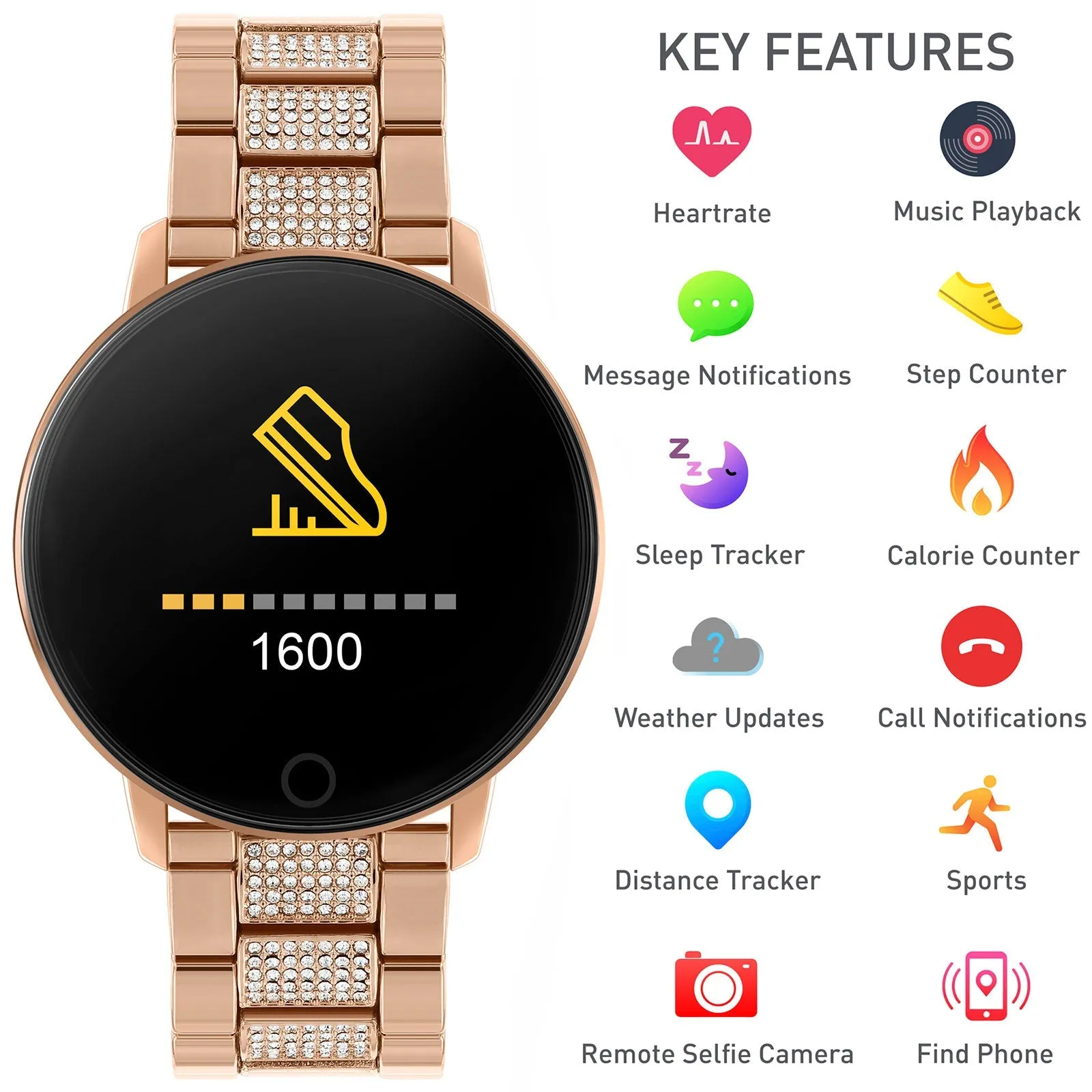 Reflex Active Rose Gold Link Series 04 Unisex Smart Watch - RA04-4014