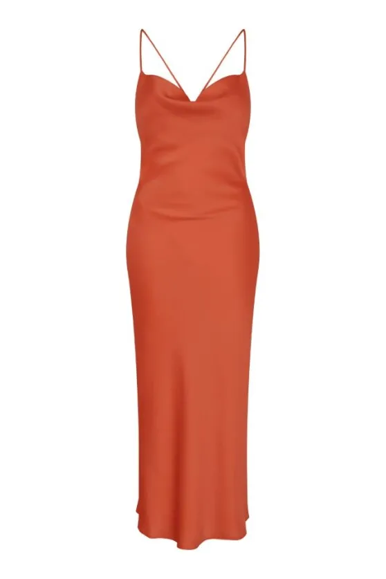 Riviera Midi Dress in Brick Orange