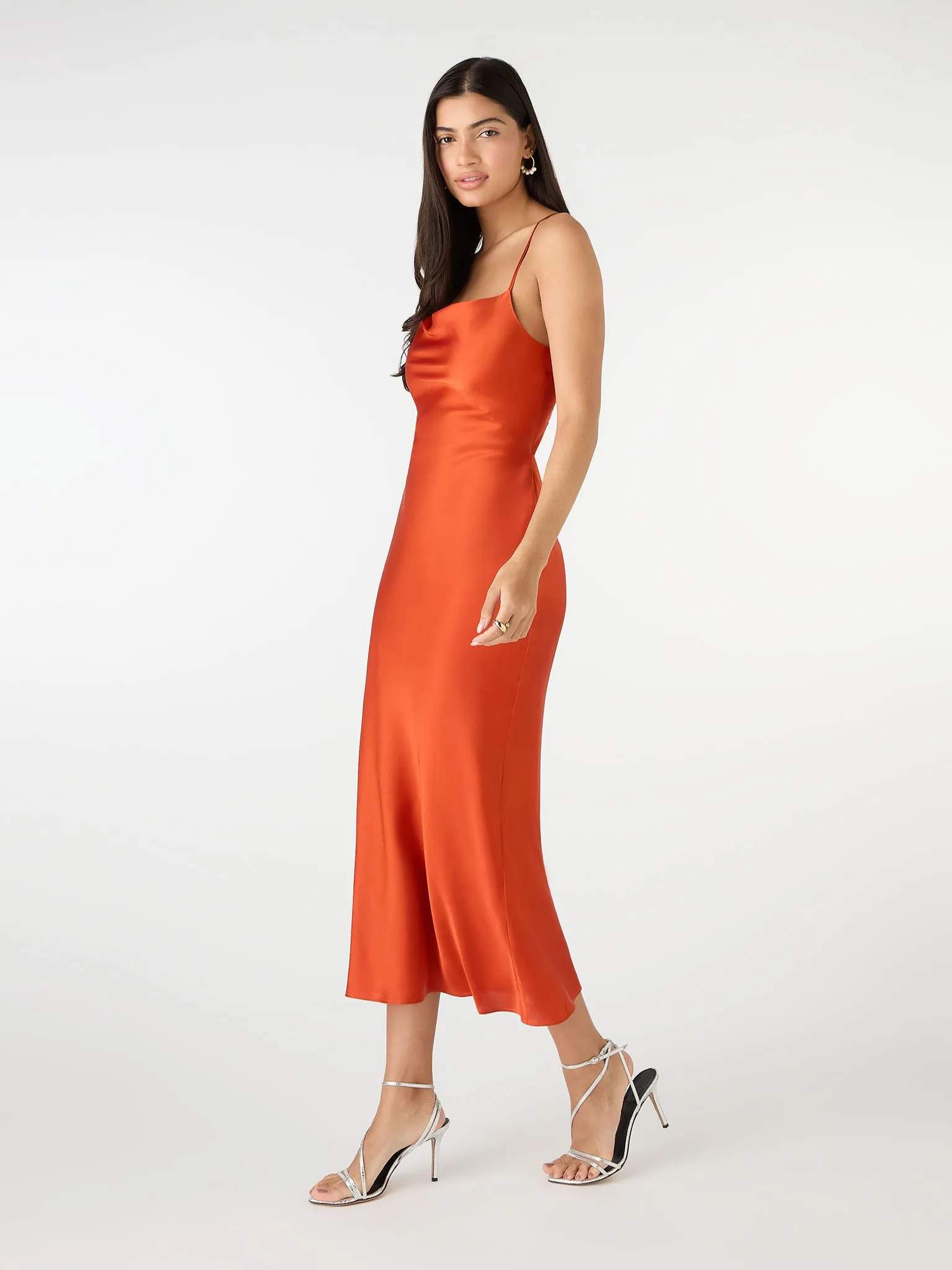 Riviera Midi Dress in Brick Orange