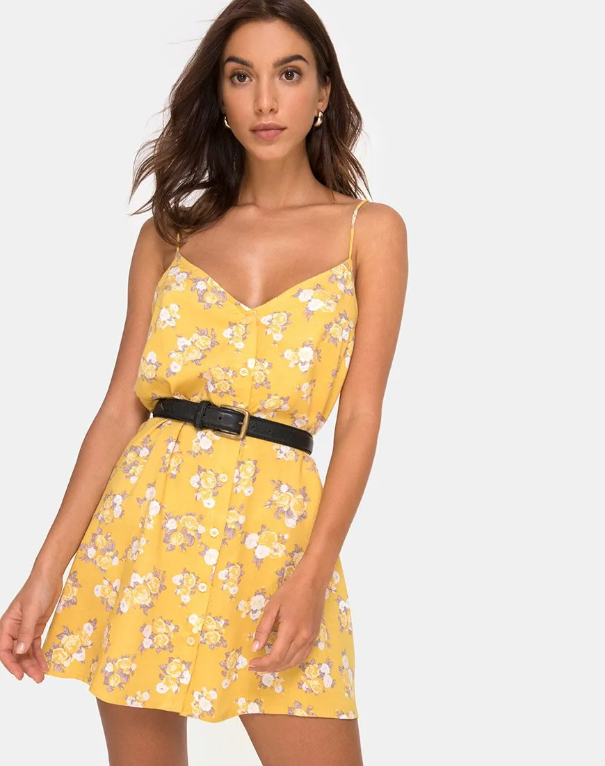 Sanna Slip Dress in Rose Bunch Yellow