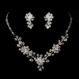 Silver Clear or AB Swarovski Crystal Bridal Jewelry Set