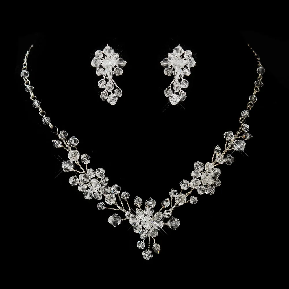 Silver Clear or AB Swarovski Crystal Bridal Jewelry Set