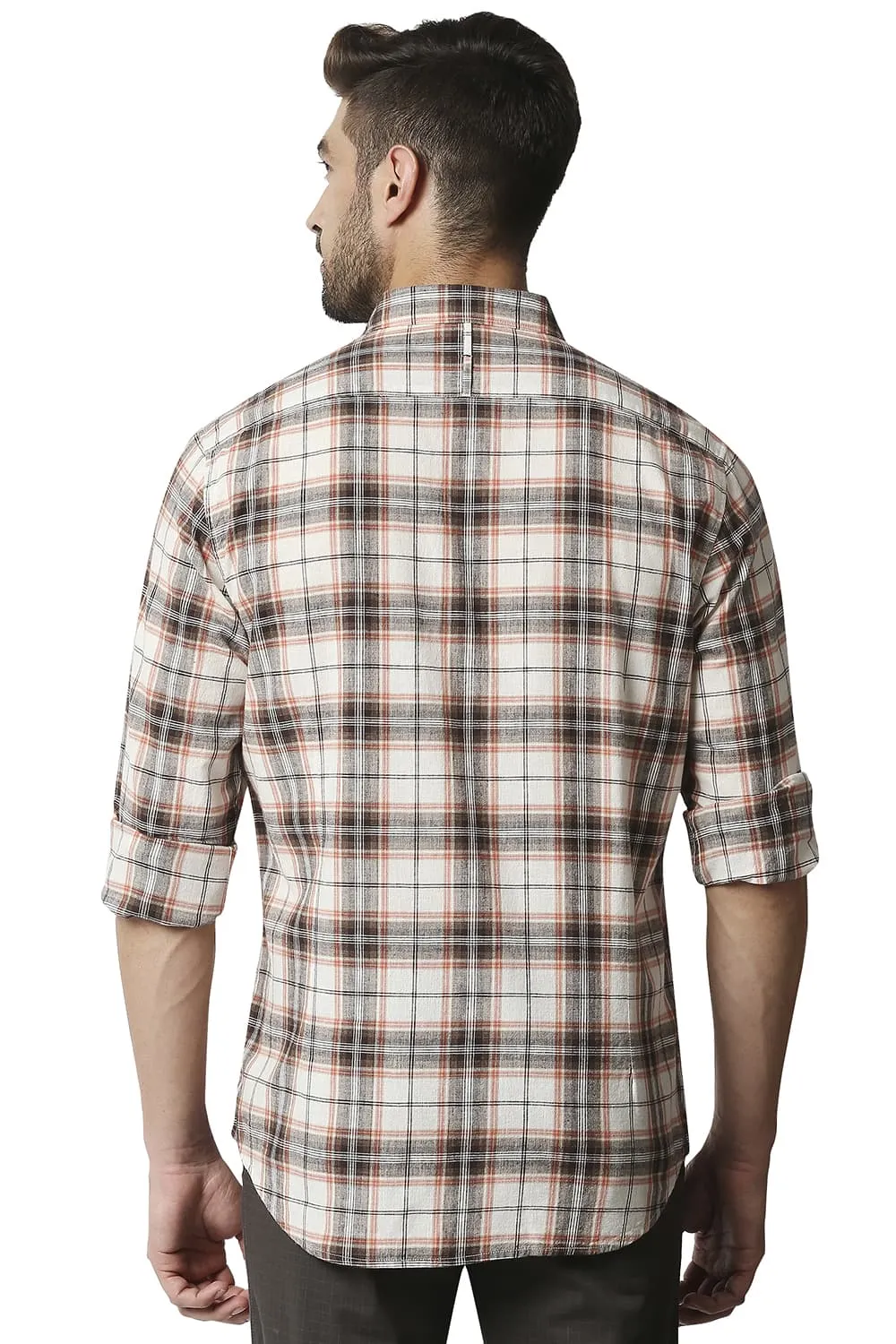 Slim Fit Cotton Jute Checks Shirt