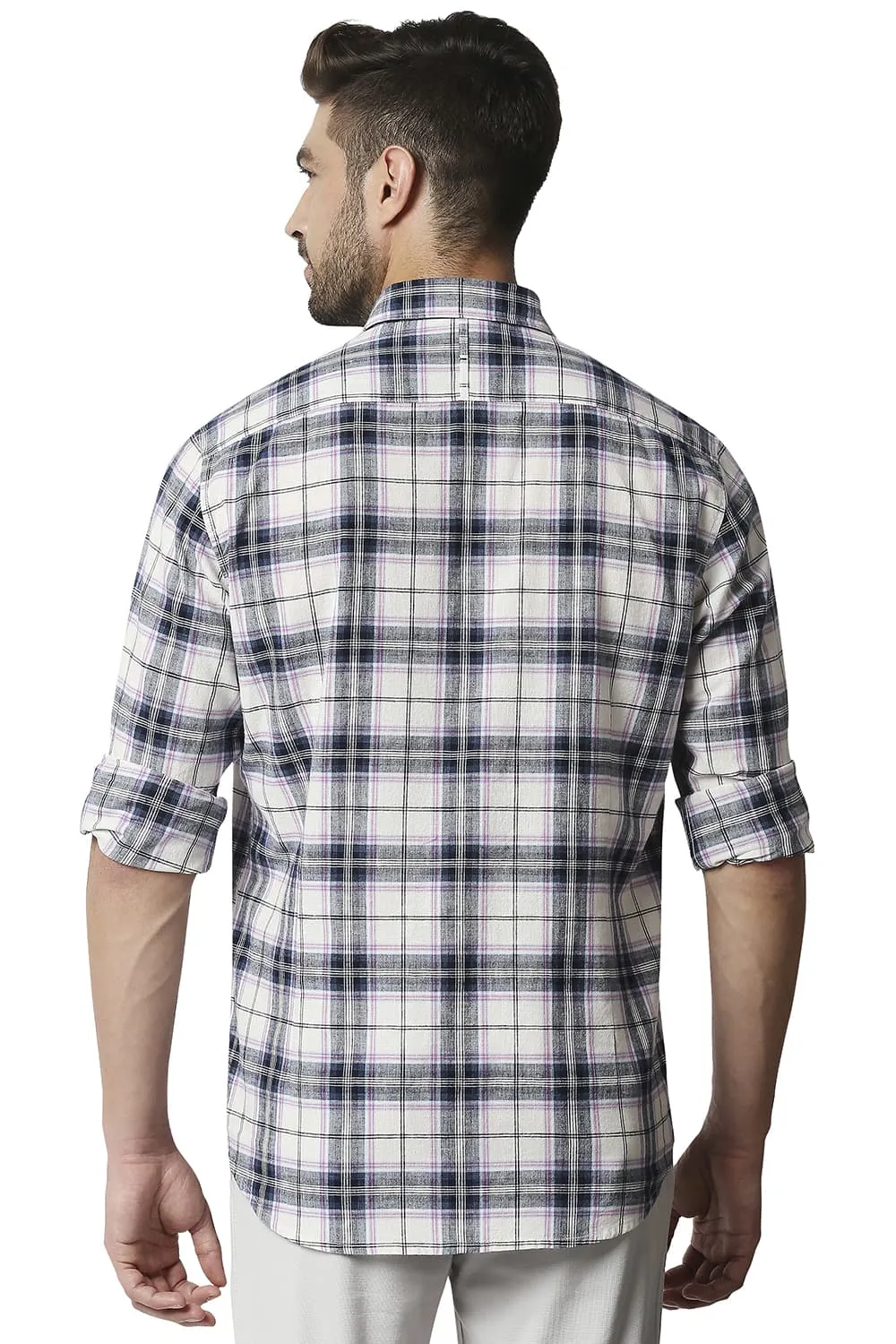 Slim Fit Cotton Jute Checks Shirt