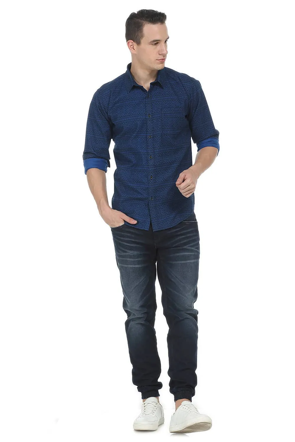 Slim Fit Twill Printed Shirt