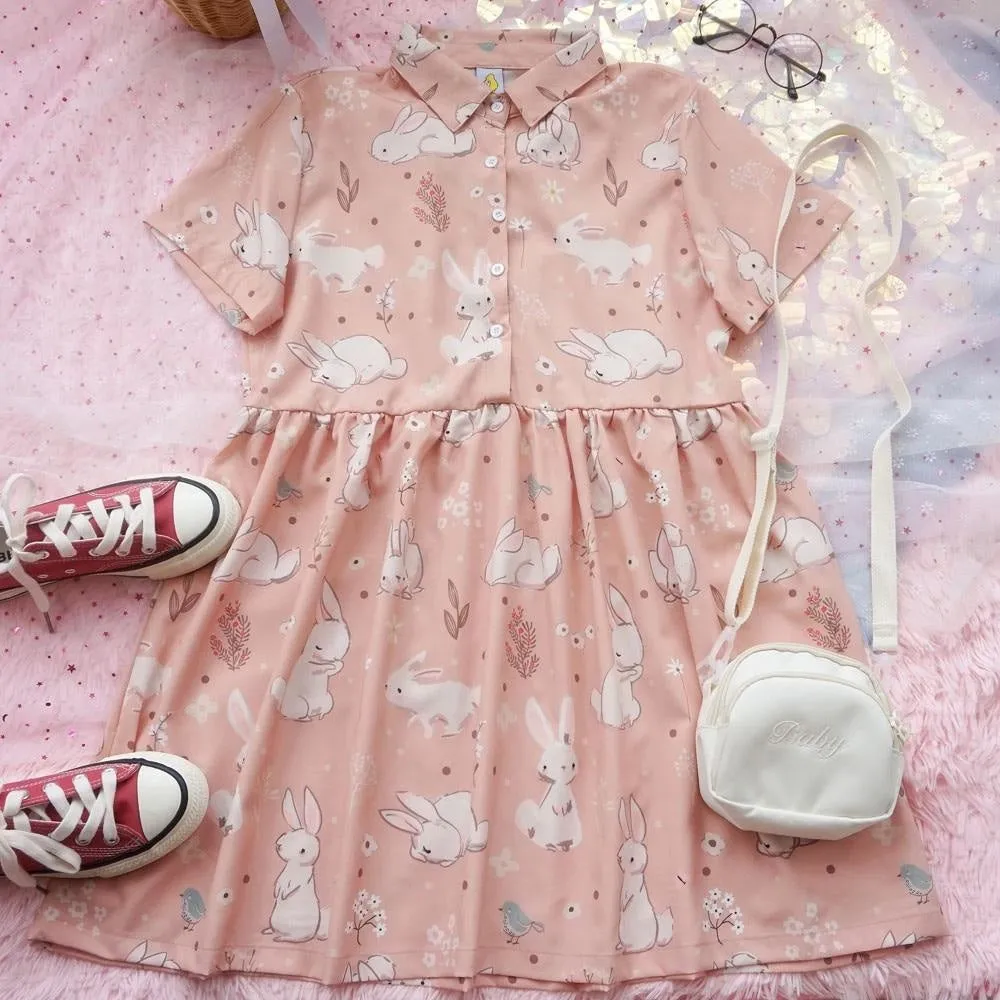 Spring Bunny School Girl Dress