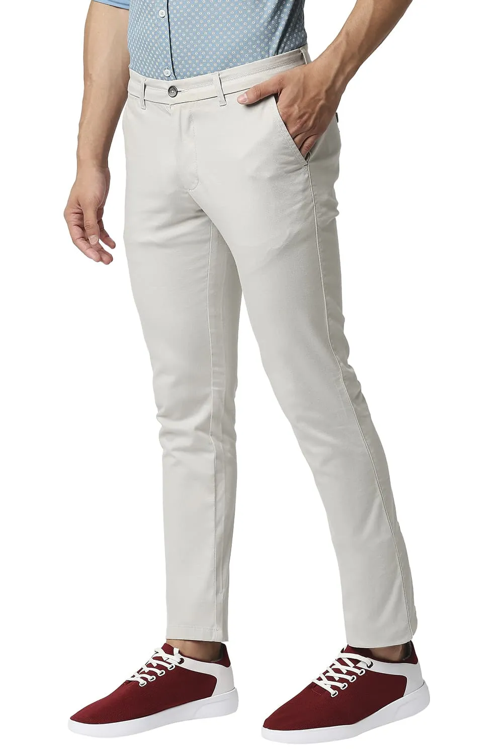 Tapered Fit Cotton Stretch Trousers