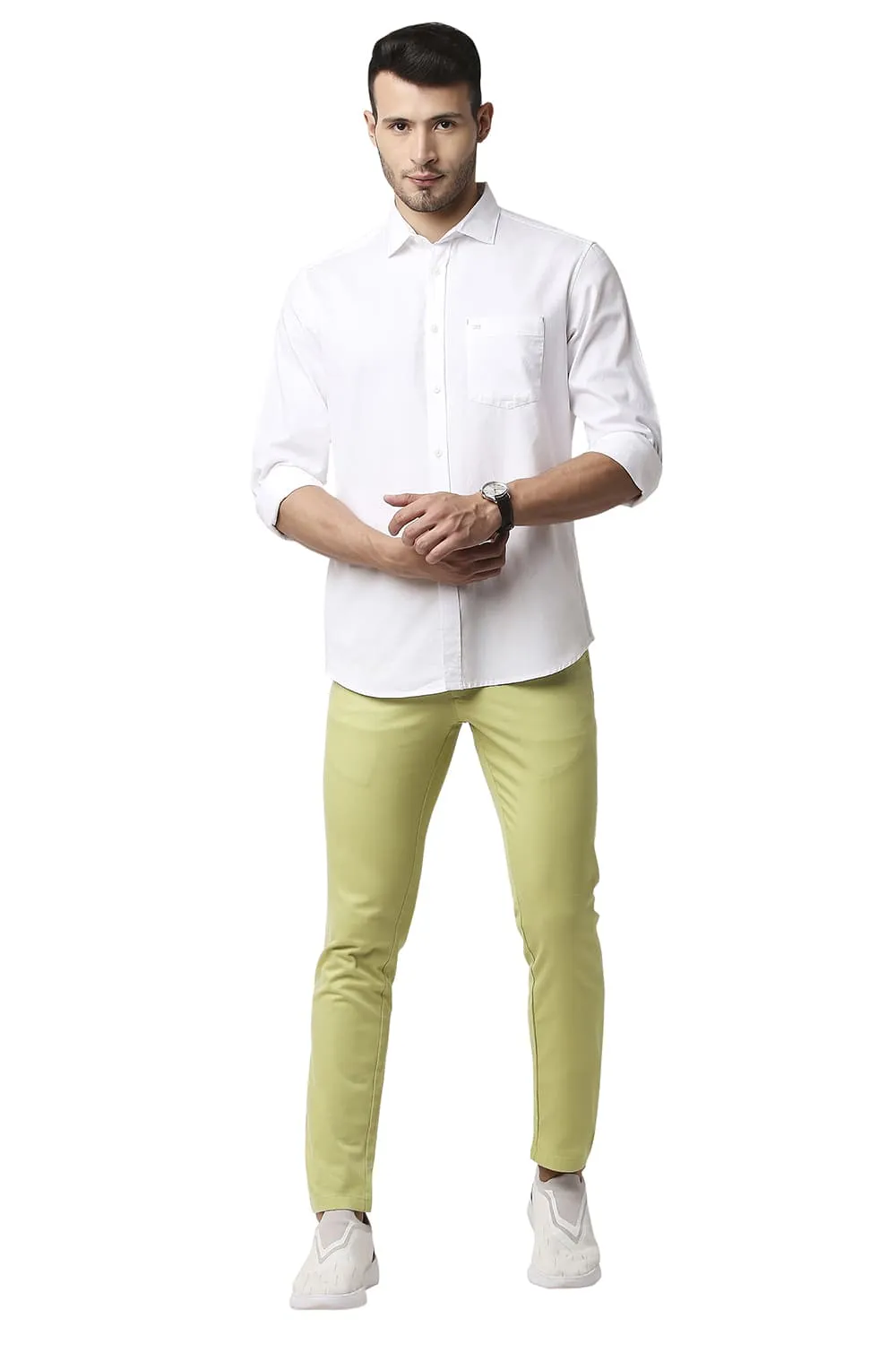 Tapered Fit Cotton Stretch Trousers