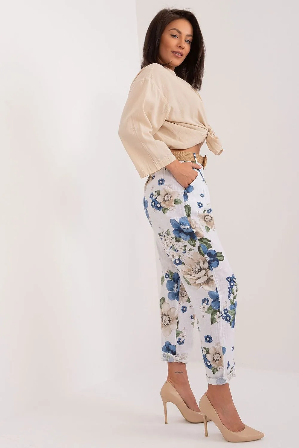 TEEK - Floral Print Belted Ttrousers