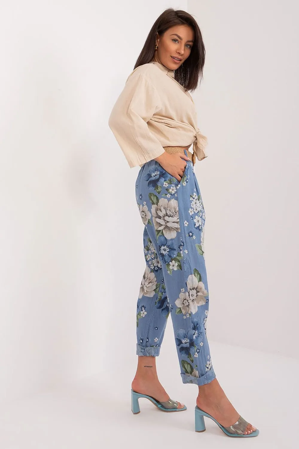 TEEK - Floral Print Belted Ttrousers