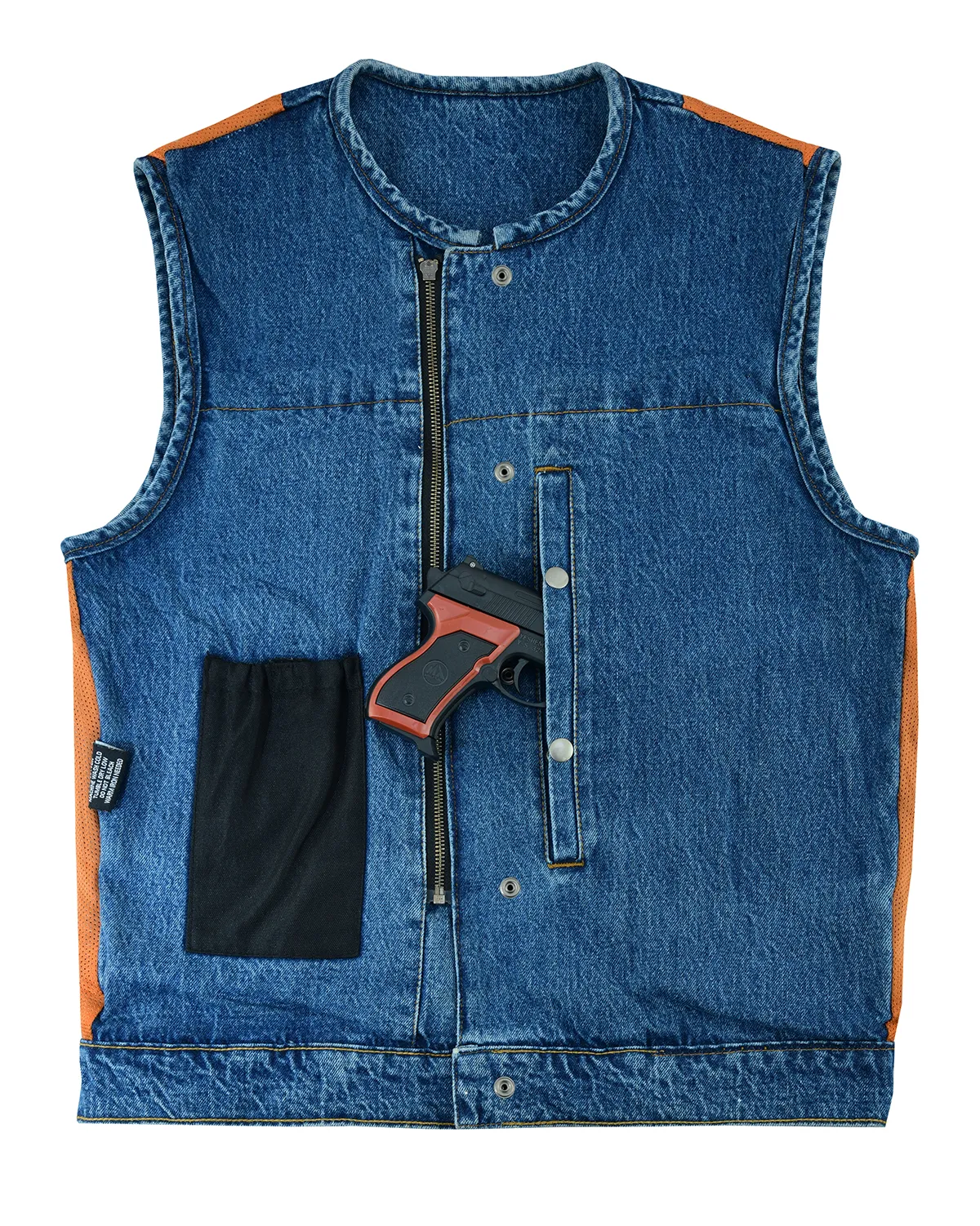 VB919BL Men's Blue Denim Collarless Vest