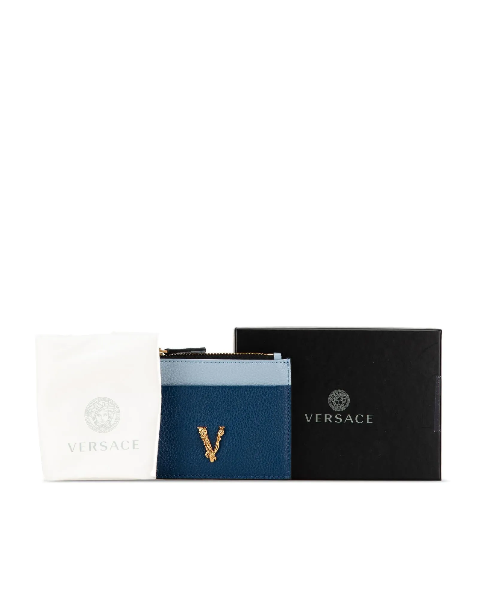 Versace Greca Card Holder in Blue